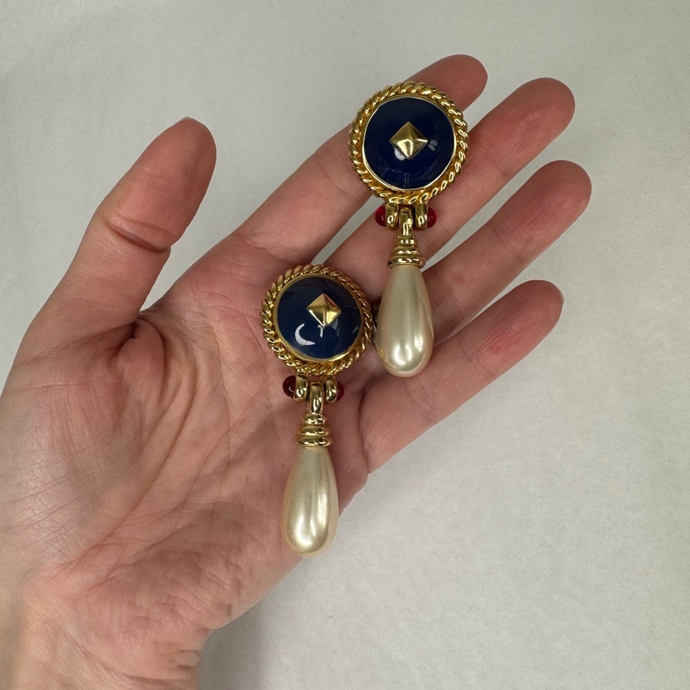 Ciner Multi Color Pearl Drop Earrings